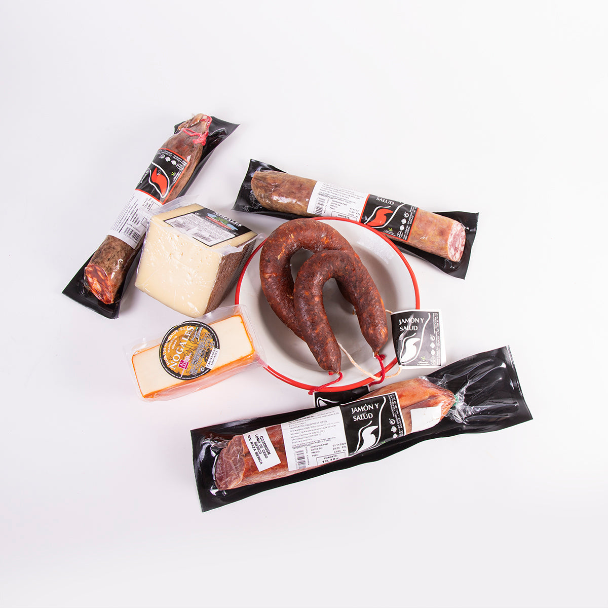 lote de embutidos y quesos extremeños envasados al vacio