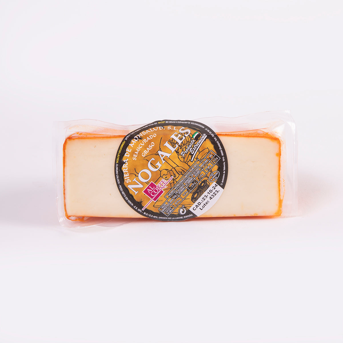 medio queso mezcla de vaca y cabra nogales envasado al vacio