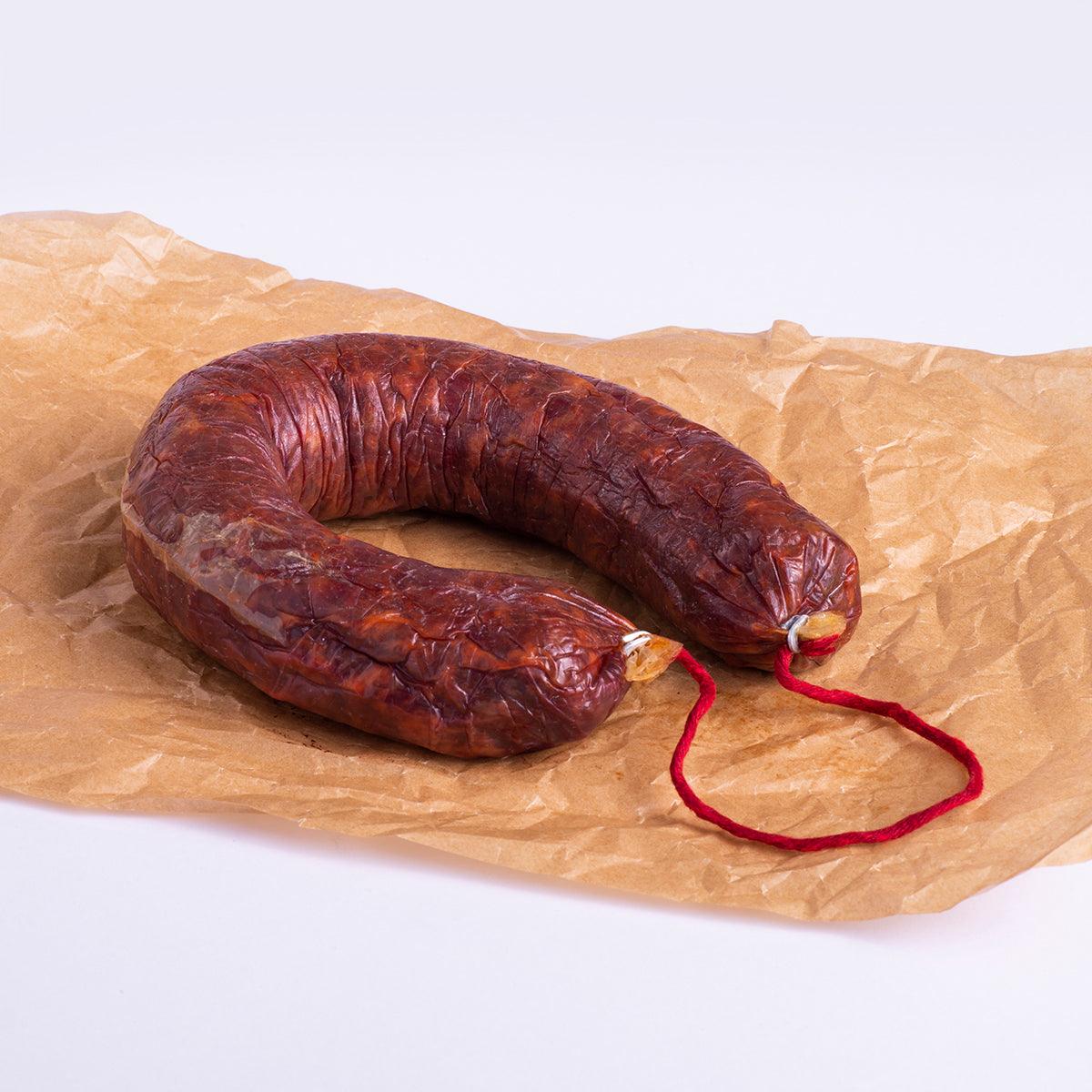 Chorizo rojo ibérico de bellota herradura - Embutido extremeño - Al Corte Extremadura